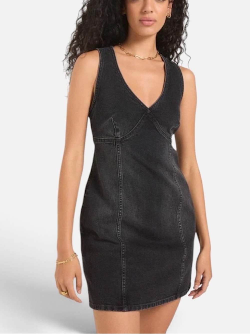 78&Sunny Ella Denim Mini Dress in Black Wash size XL